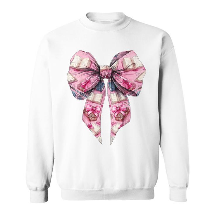 Coquette Bow Bookworm Book Reader Reading Books Pattern Girl Sweatshirt