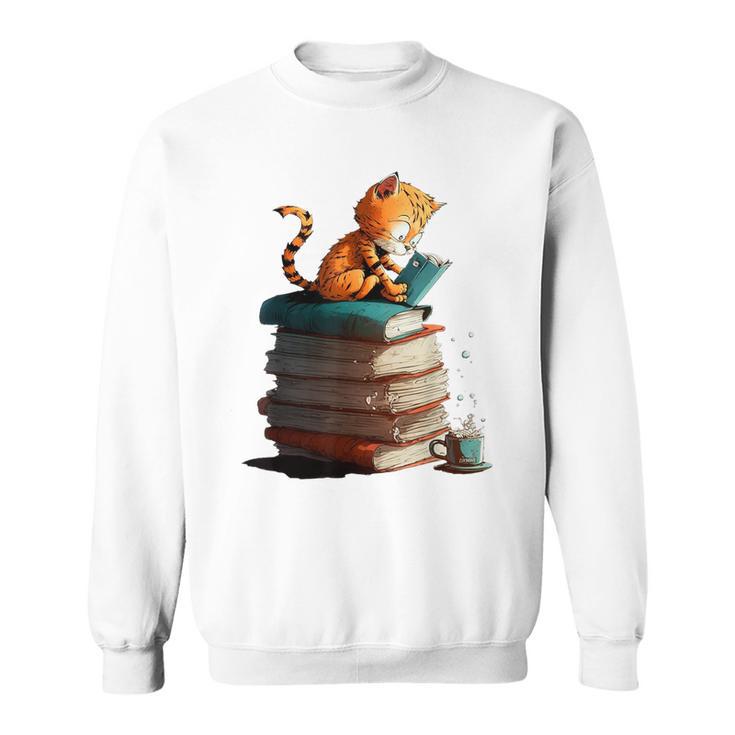 Cute Cat Lovers Book Lovers For Women And Men Sweatshirt
