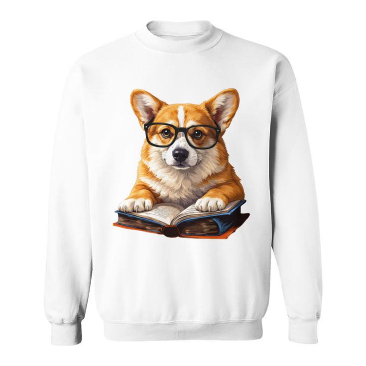 Cute Dog Corgi Reading Book Sweatshirt