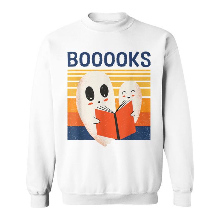 Cute Ghost Book Reading Halloween Teacher Puns Booooks Men Women Kids Sweatshirt
