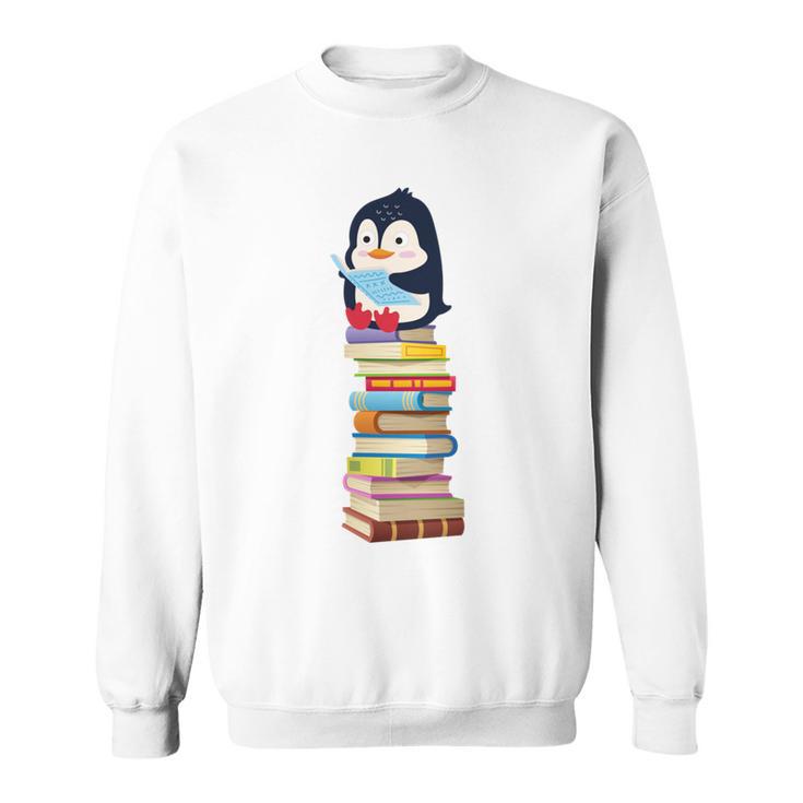 Cute Reading Penguin Women's Tops Book Lovers Sweatshirt