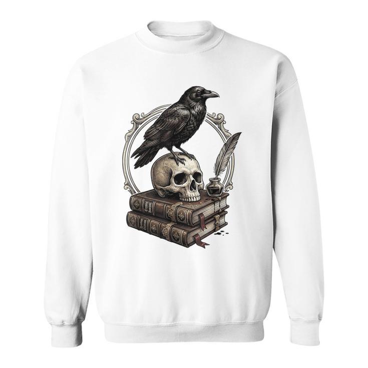 Dark Academia Raven Skull Books Sweatshirt