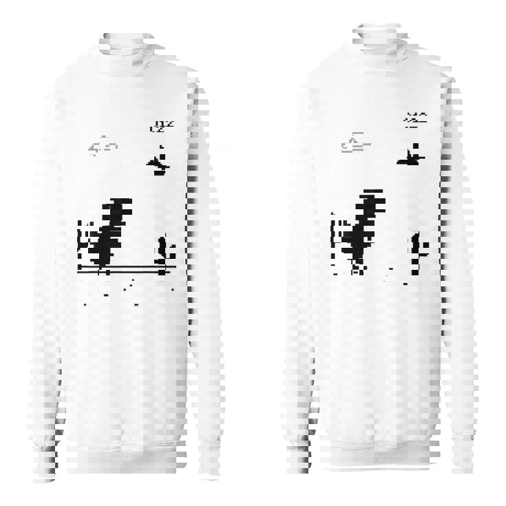 Dino T-Rex 恐竜 ピクセルゲーム インターネットなし オフライン 面白い 男性 スウェットシャツ