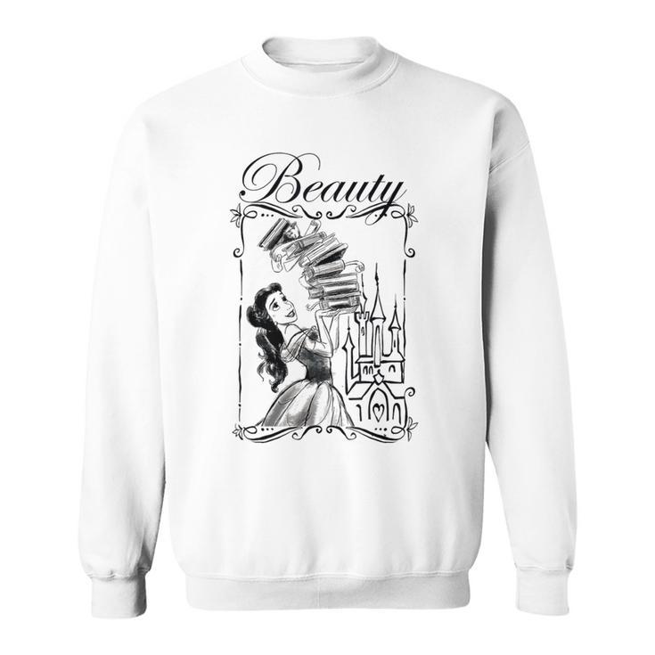 Disney Beauty And The Beast Belle Book Stack Sketch Portrait Sweatshirt