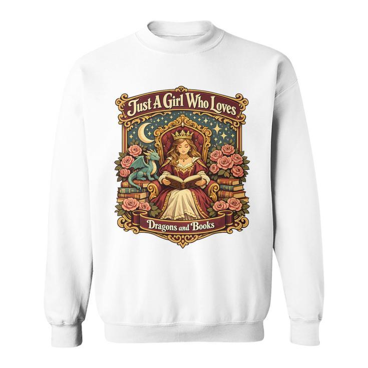 Dragon Reading Book Outfit Girls Dress Fantasy Reader Premium Tri-Blend Sweatshirt