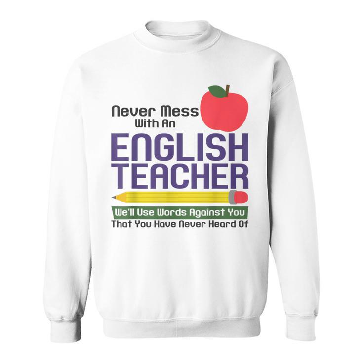 English Teacher Humor Reading Books Vocabulary Grammar Sweatshirt
