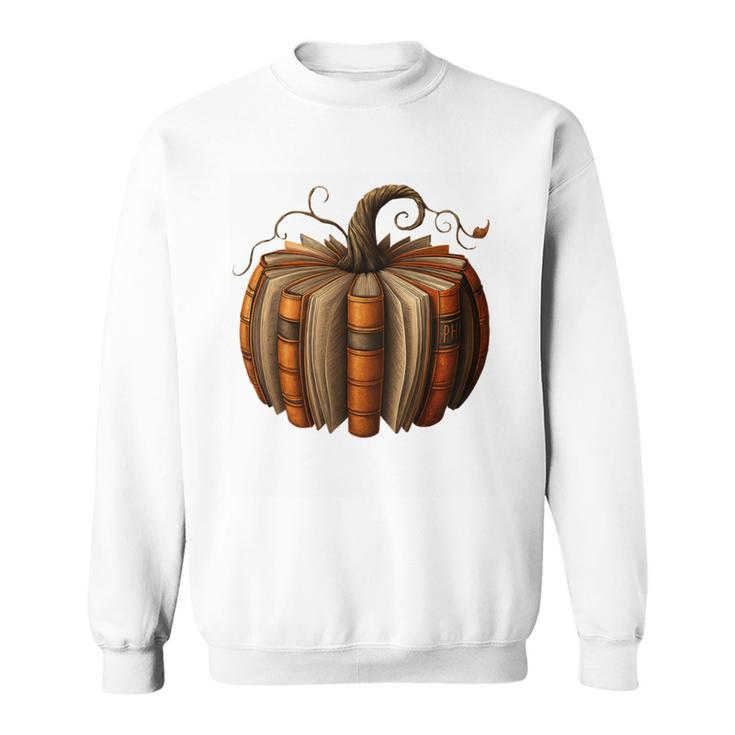 Fall Book Pumpkin Halloween Retro Fall Librarians Bookworm Sweatshirt