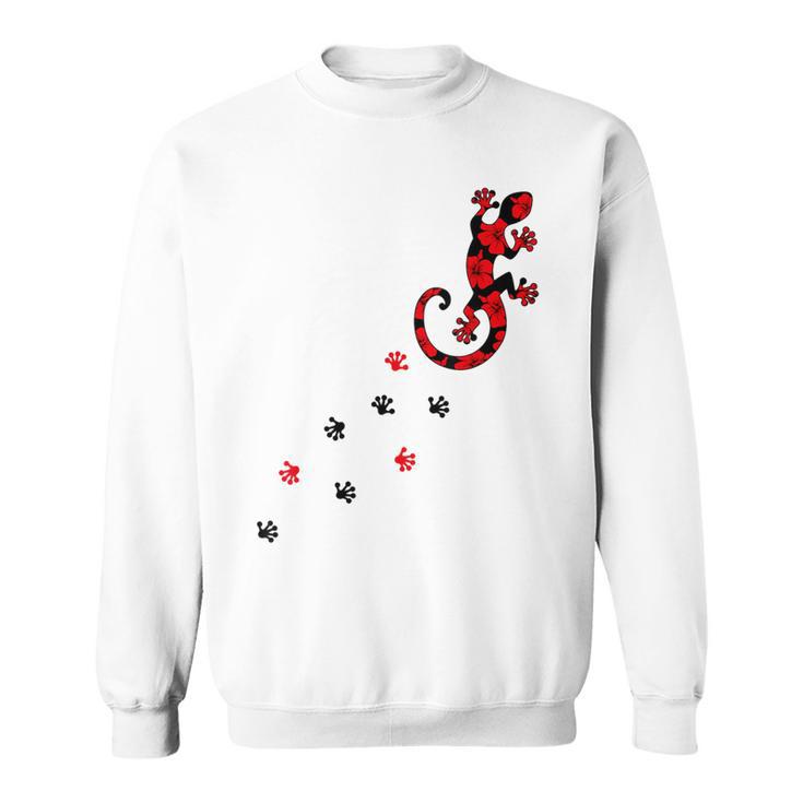 Gecko Footprint ハイビスカスフラワー ハワイサーフスタイルtシャツ スウェットシャツ