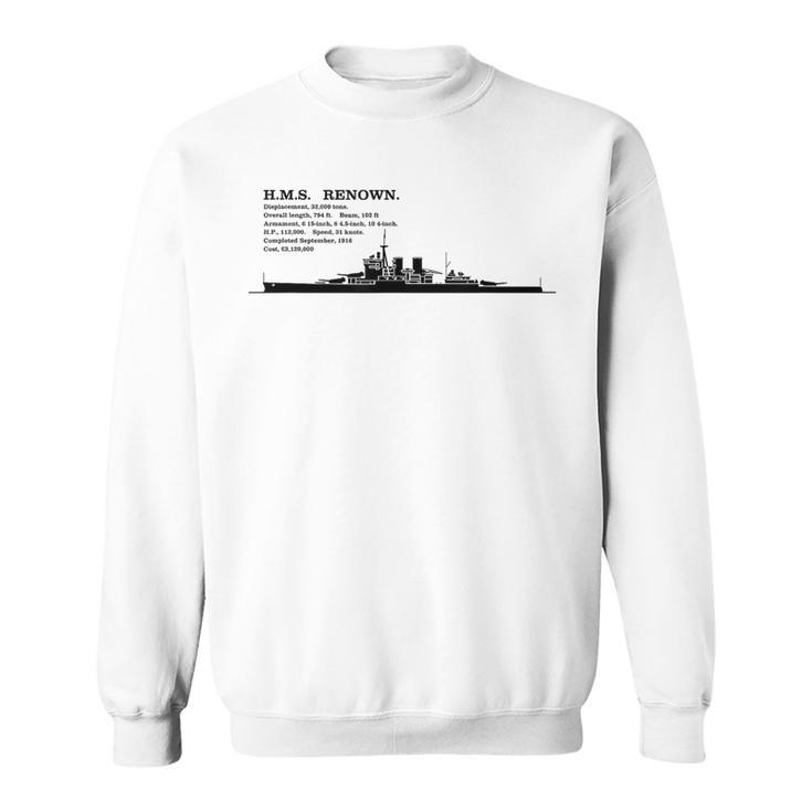 Hms レナウン イギリス巡洋戦艦のシルエットのインフォ グラフィック スウェットシャツ