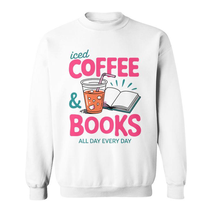Iced Coffee & Books Reading Lover Trendy Summer Premium Tri-Blend Sweatshirt