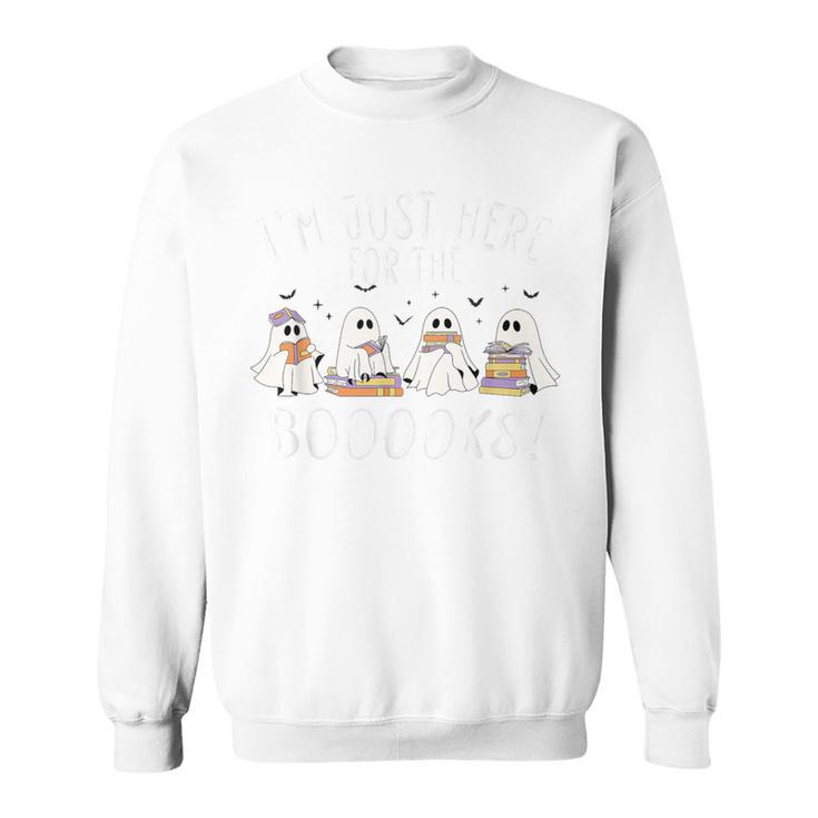 I'm Just Here For The Books Cute Halloween Ghost Reading Sweatshirt