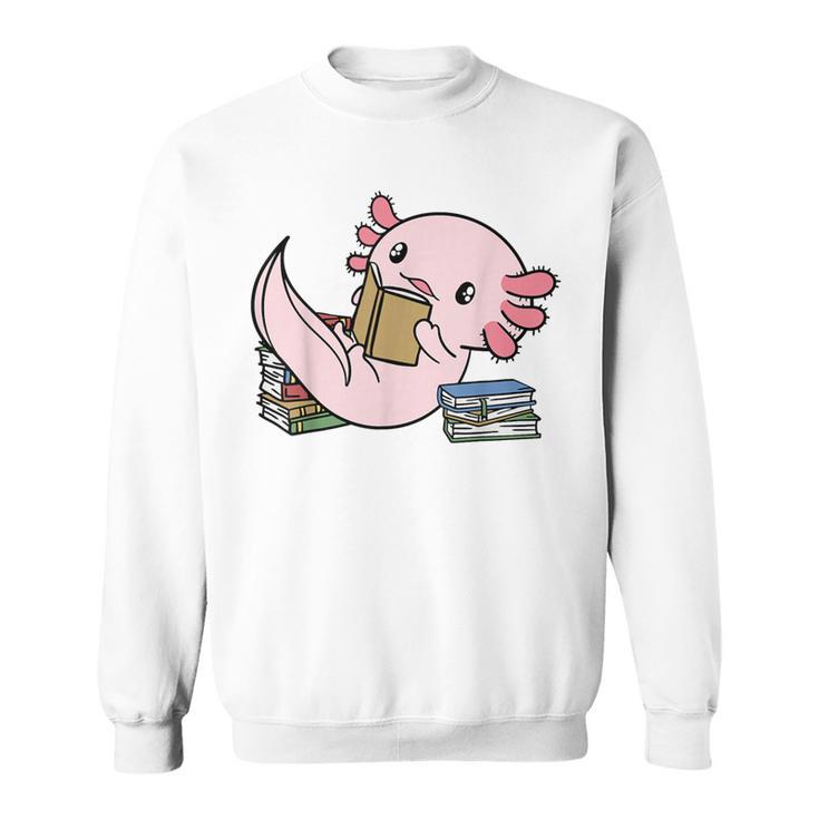 Kawaii Axolotl Pun Book Reader Sweatshirt