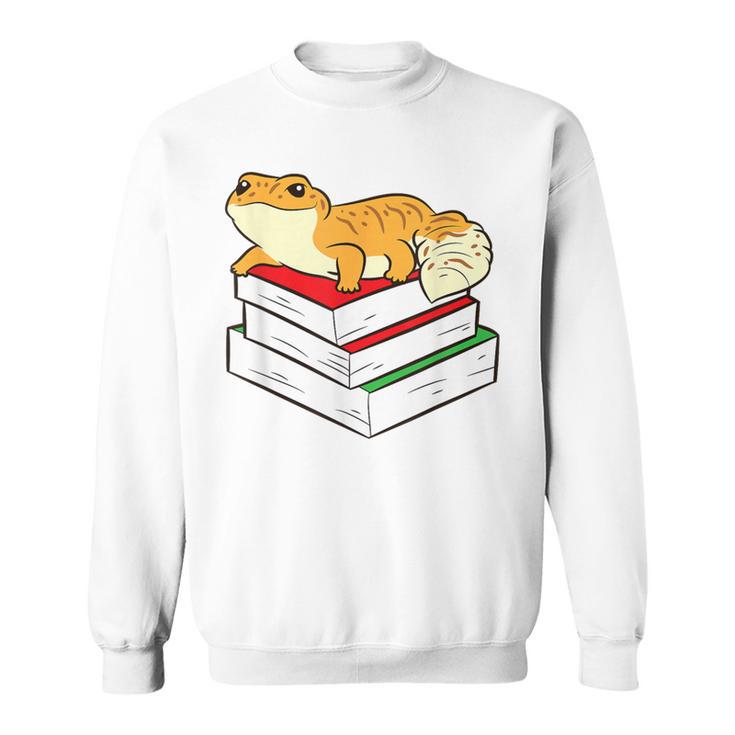 Leopard Gecko Sleeping Books Reading Geckos Sweatshirt