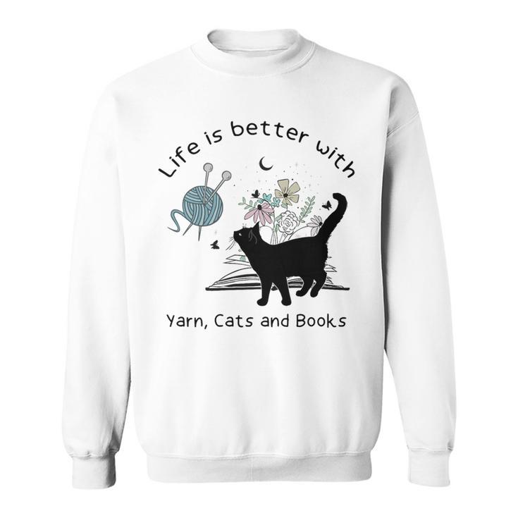 Life Is Better With Yarn Cats And Books Premium Tri-Blend Sweatshirt