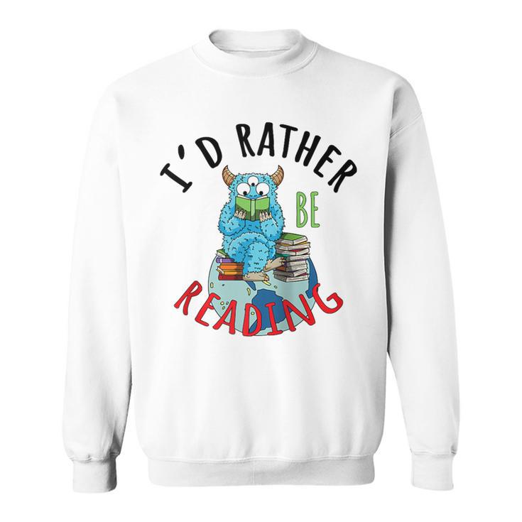 Monster Love Reading Animal Book Lover I'd Rather Be Reading Raglan Baseball Tee Sweatshirt Monster Love Reading Animal Book Lover I'd Rather Be Reading Raglan Baseball Tee Sweatshirt
