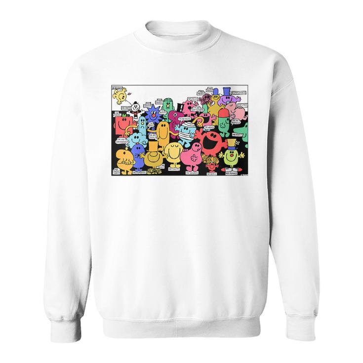 Mr Men Little Miss Retro Colourful Comic Book Scene Sweatshirt
