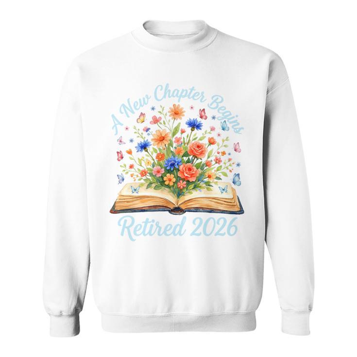 New Chapter Begins Retired 2026 Watercolor Floral Book Women Premium Tri-Blend Sweatshirt