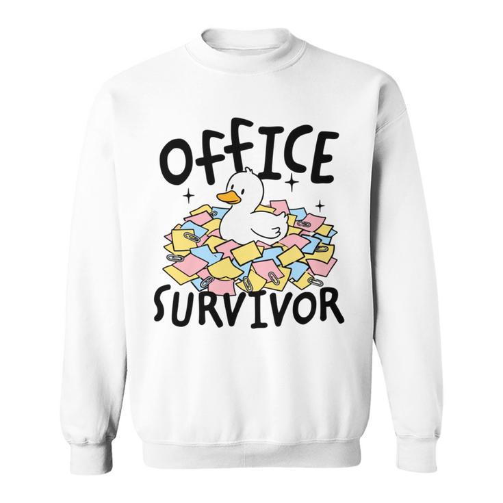 Officeurvivor かわいいアヒルの付箋 ユーモア 長袖tシャツ スウェットシャツ