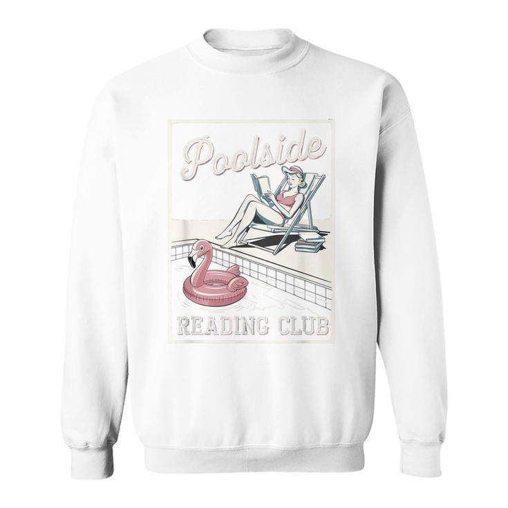 Poolside Reading Club Books Flamingo Swim Pool Inflatable Sweatshirt
