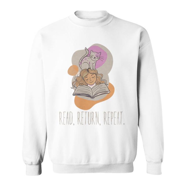 Read Return Repeat Book Lover Cat Reading Library Premium Tri-Blend Sweatshirt