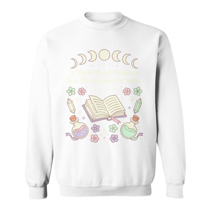 Well Read Woman Literature Quote Celestial Book Floral Sweatshirt Well Read Woman Literature Quote Celestial Book Floral Sweatshirt