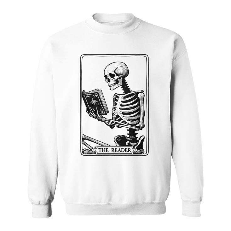 The Reader Tarot Card Skeleton Reading Book Books Sweatshirt