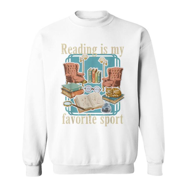 Reading Is My Favorite Sport Vintage Book Lover Cozy Reading Sweatshirt