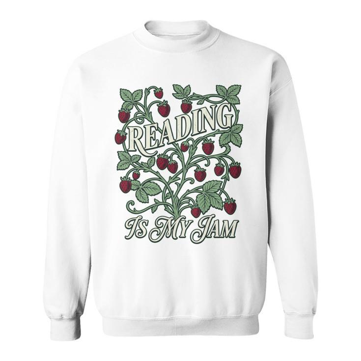 Reading Is My Jam Book Lover Botanical Strawberry Art Comfort Colors Crop Top Sweatshirt