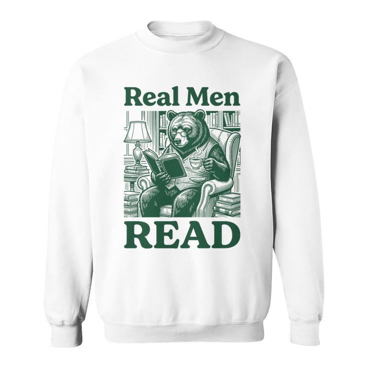 Real Men Read Cute Bear Tea Book Lover Men Boys Reading Premium Tri-Blend Sweatshirt