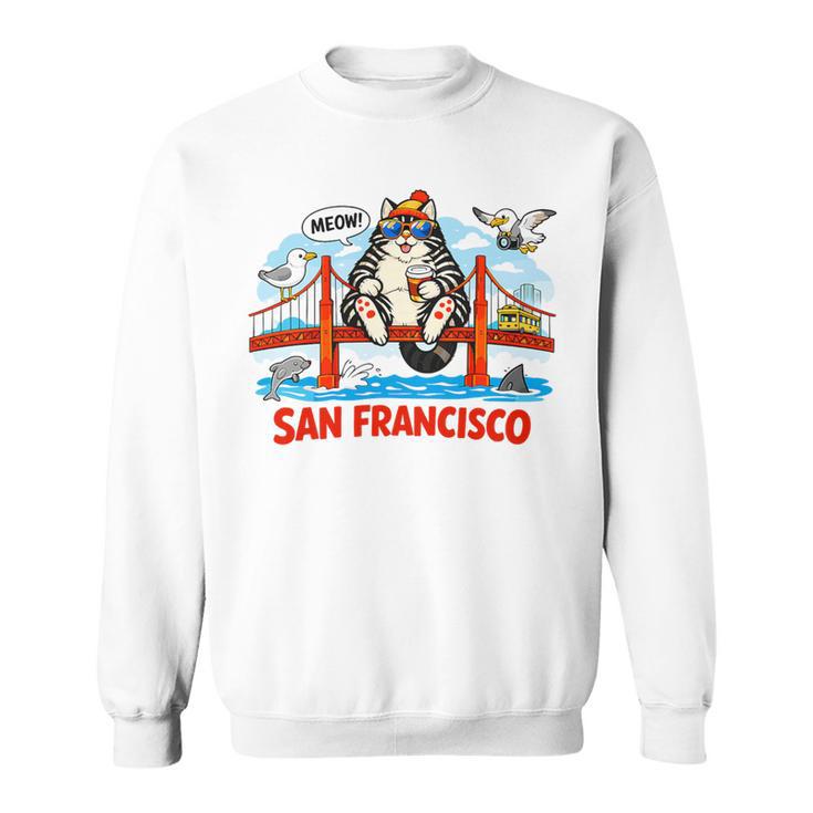 San Francisco Cat Golden Gate Bridge Book Lover Premium Tri-Blend Sweatshirt