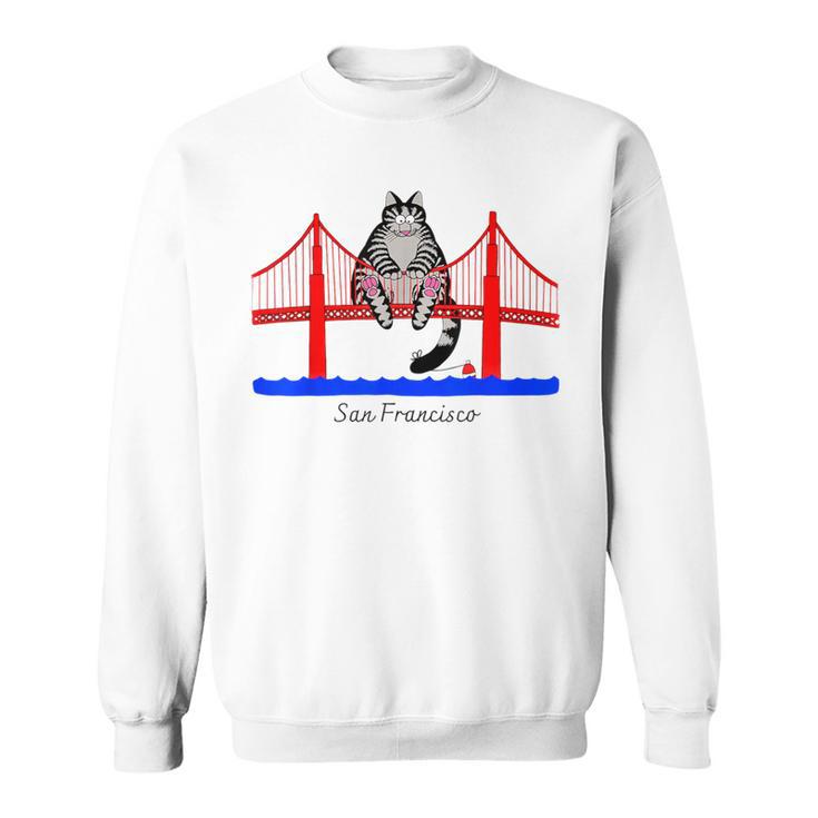 San Francisco Cat Golden Gate Bridge Book Lover Vintage Sweatshirt