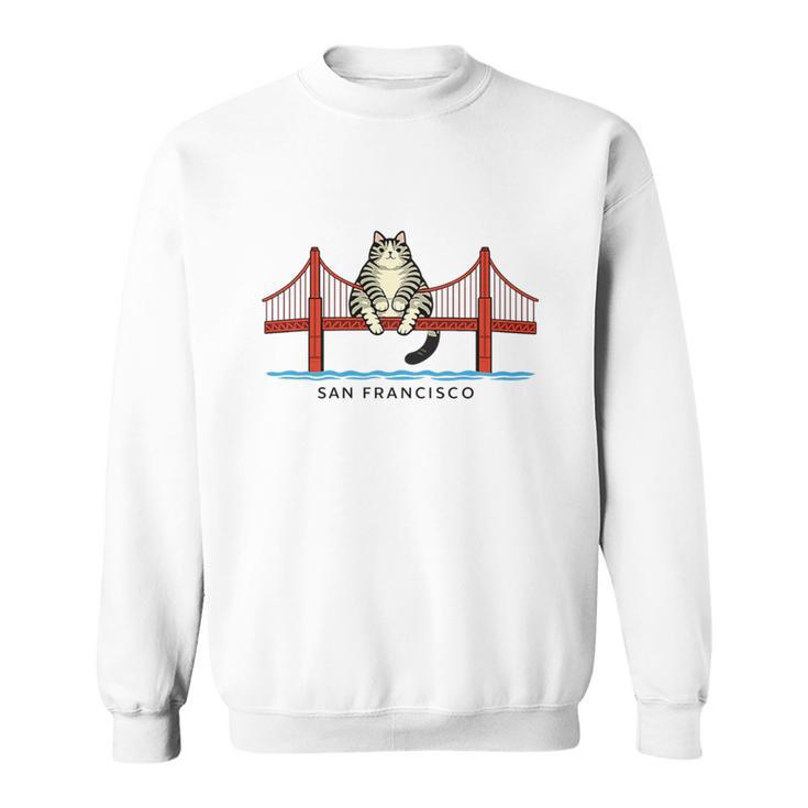 San Franciscos Cat Golden Gates Bridge Cat Reading Books Premium Tri-Blend Sweatshirt