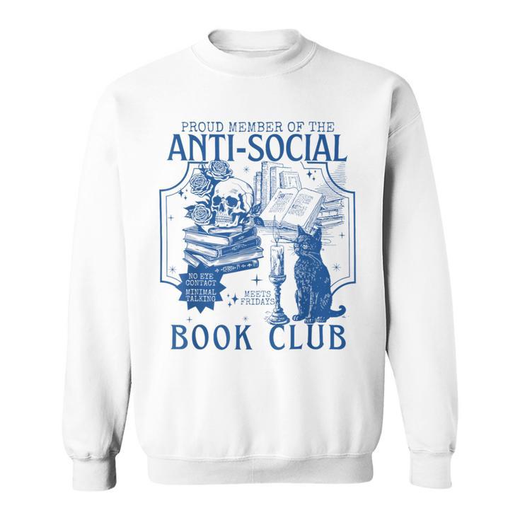 Sarcastic Anti Social Book Club Cat Skull Book Lover Sweatshirt