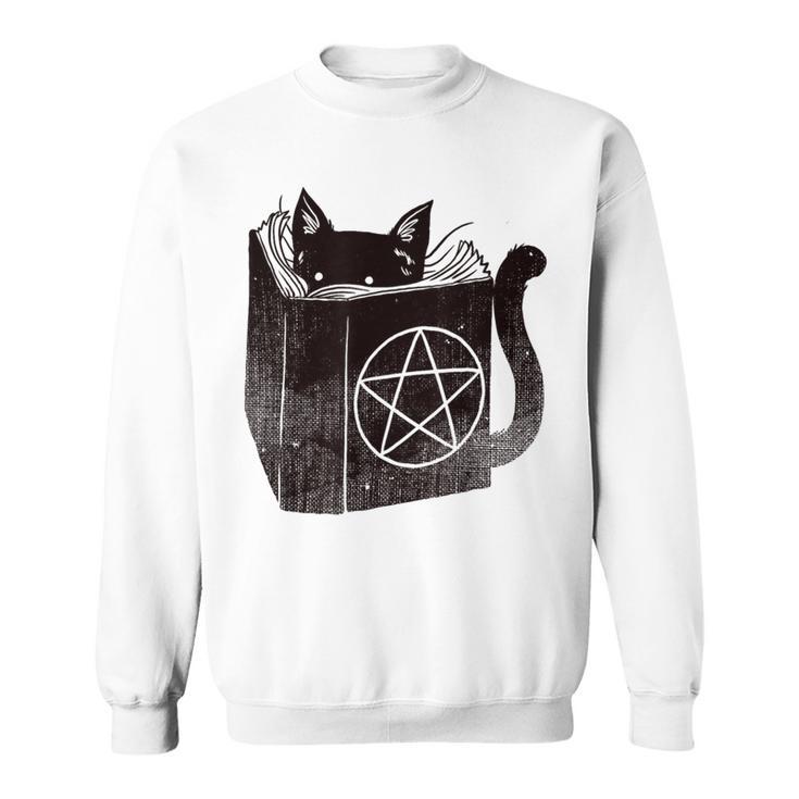 SataniCat Pentagram Cat Satan Demon Necronomicon Book Lover Sweatshirt