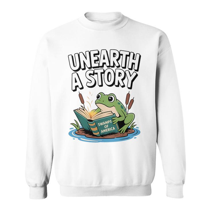 Unearth a Story Frog Reading a Book Summer 2026 Premium Tri-Blend Sweatshirt