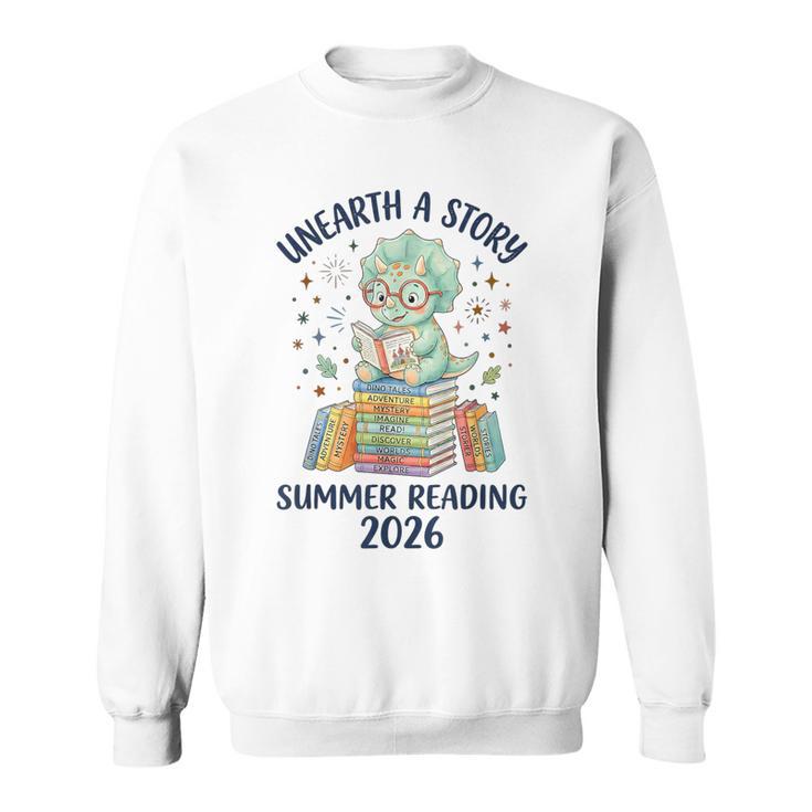 Unearth a Story Triceratops Dinosaur Reading Books Cute Dino Sweatshirt Unearth a Story Triceratops Dinosaur Reading Books Cute Dino Sweatshirt