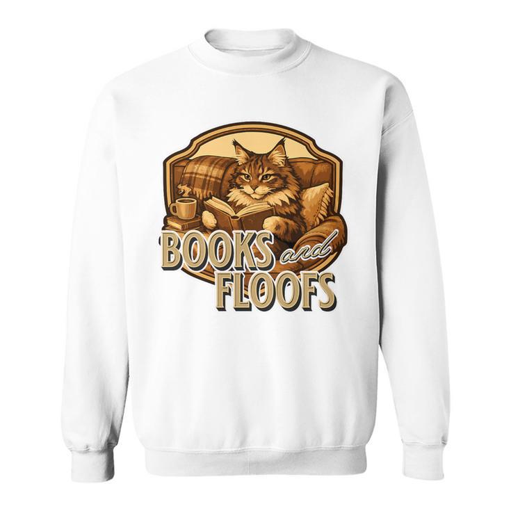 Vintage Style Maine Coon Cat Reading Books And Floofs Premium Tri-Blend Sweatshirt