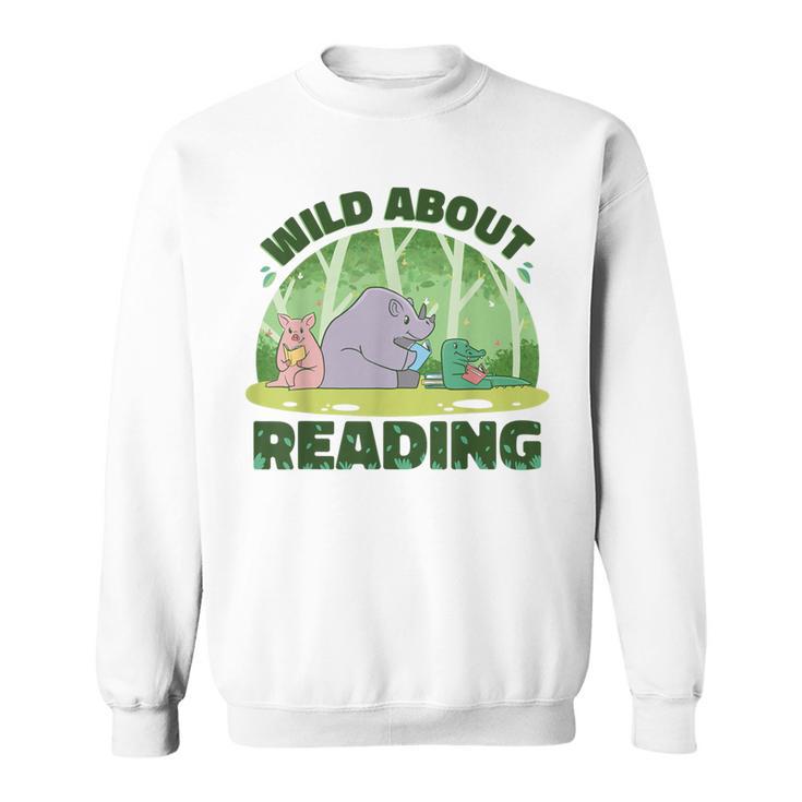 Wild About Reading Books Rhino Pig And Crocodile Sweatshirt