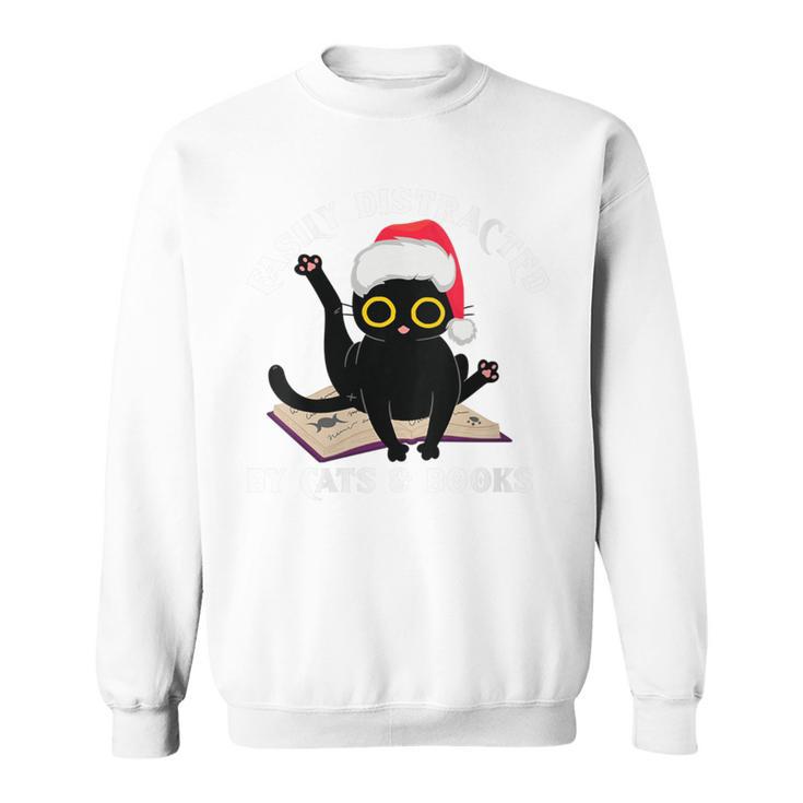Witchy Book Lover Christmas Cat Reading Mystic Bookworm Sweatshirt