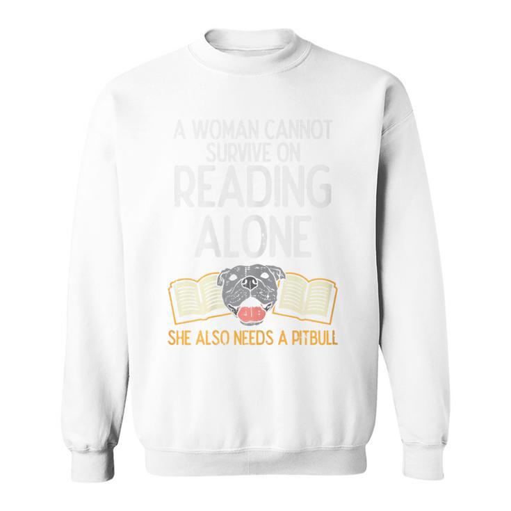 Woman Book Librarian Reading Pitbull Dog Owner Women Sweatshirt