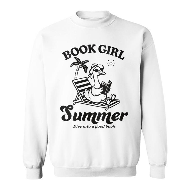 Women's Book Girl Summer Reading Duck Retro Beach Vacation Bookworm Sweatshirt Women's Book Girl Summer Reading Duck Retro Beach Vacation Bookworm Sweatshirt