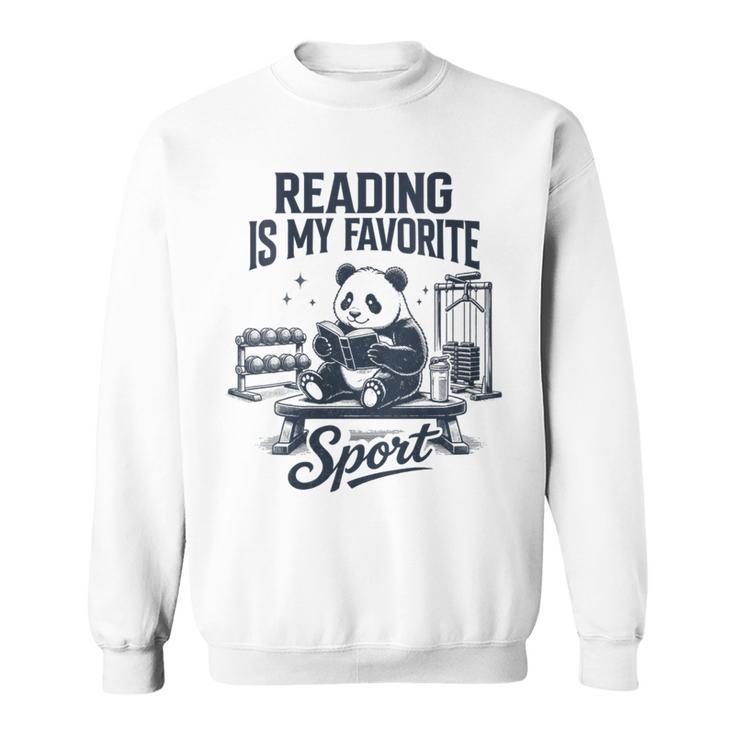 Women's Book Lover Bookish Panda Reading Is My Favorite Sport Sweatshirt