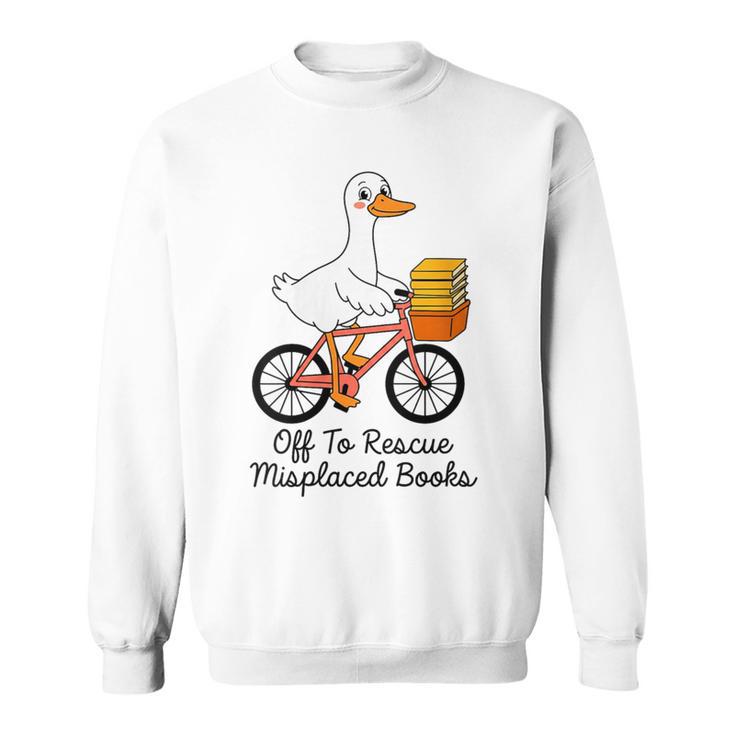 Women's Librarian Goose Book Lover Humor Reading Goose Sweatshirt