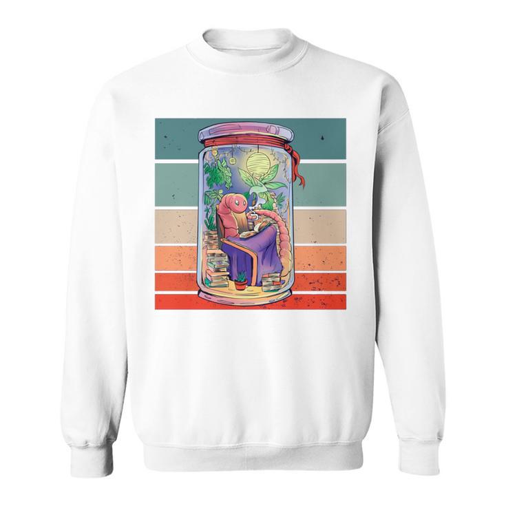 Worm Cozy Reading Books Plants Lamp Relaxation Nature Animal Sweatshirt