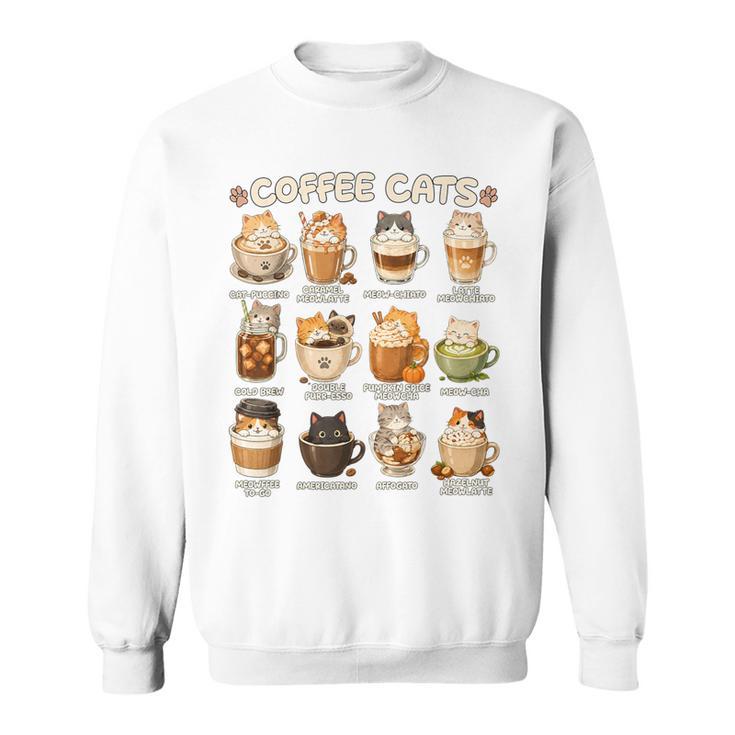 かわいいアニメコーヒー猫カプチーノかわいい猫カフェデザイン スウェットシャツ