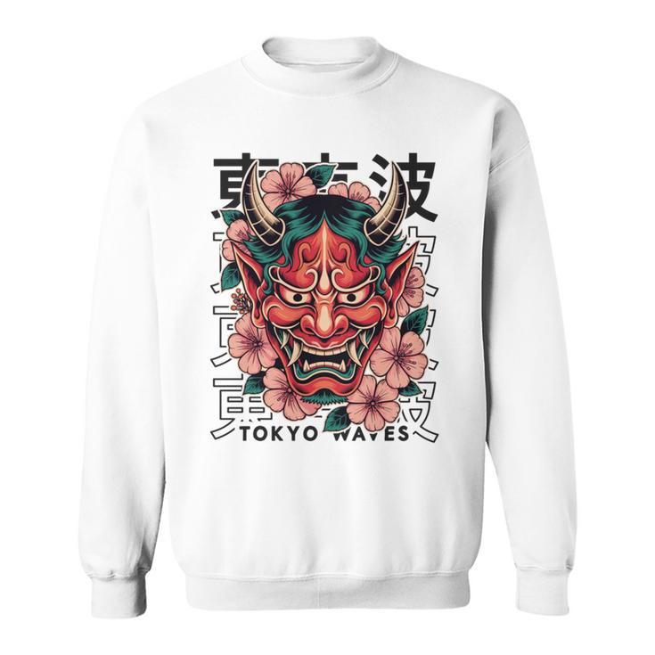 日本悪魔 般若 鬼 鬼 仮面 妖怪鬼 鬼 仮面 長袖tシャツ スウェットシャツ