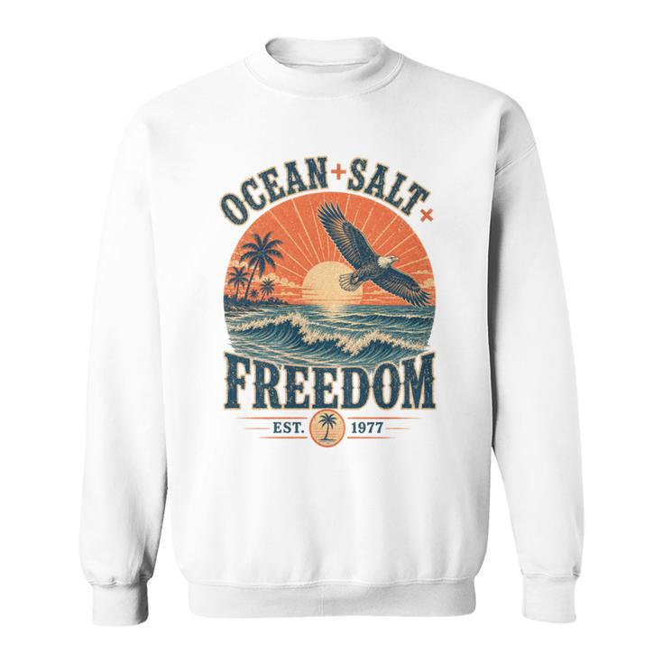 海 塩 自由 沿岸 愛国的 ワシ レトロ 夕日 長袖tシャツ スウェットシャツ