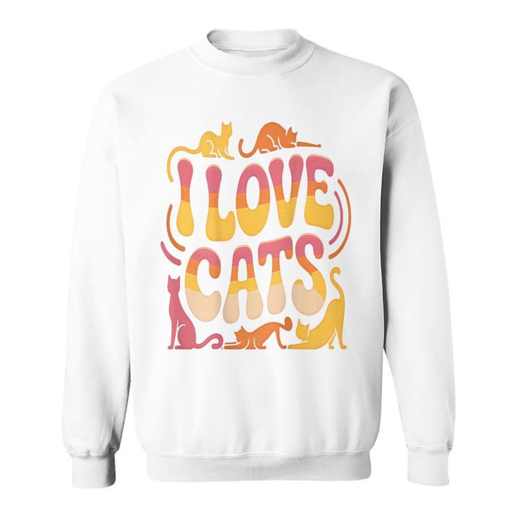 バックプリント 猫好き 引用 おもしろ猫 ミーム I Love Cats スウェットシャツ