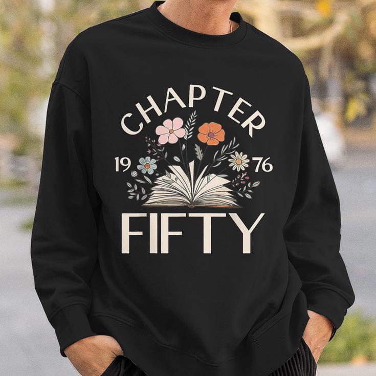 1976 Chapter Fifty 50th Birthday Decorations Wildflower Book Sweatshirt Gifts for Him