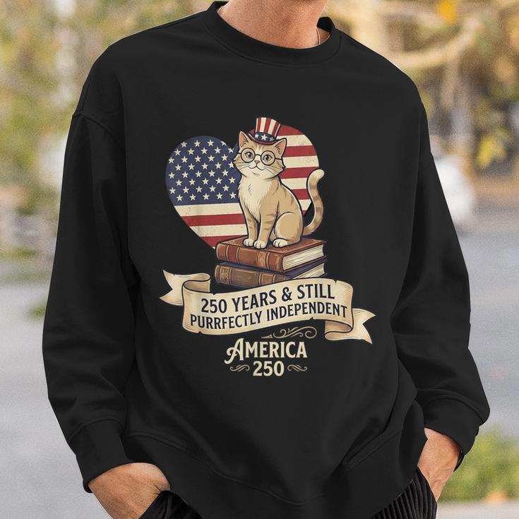 250 Anniversary USA Shirt Book Cute Cat 4th Of July Sweatshirt Gifts for Him